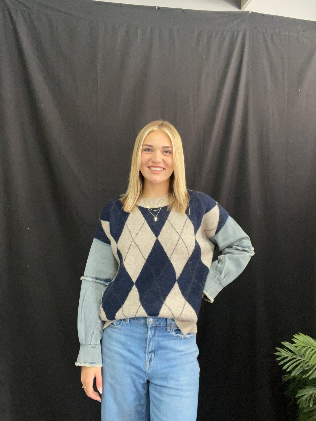 Navy-Multi Long Sleeve Sweater