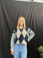 Navy-Multi Long Sleeve Sweater