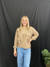 Load image into Gallery viewer, Khaki Leopard Bow Sweater
