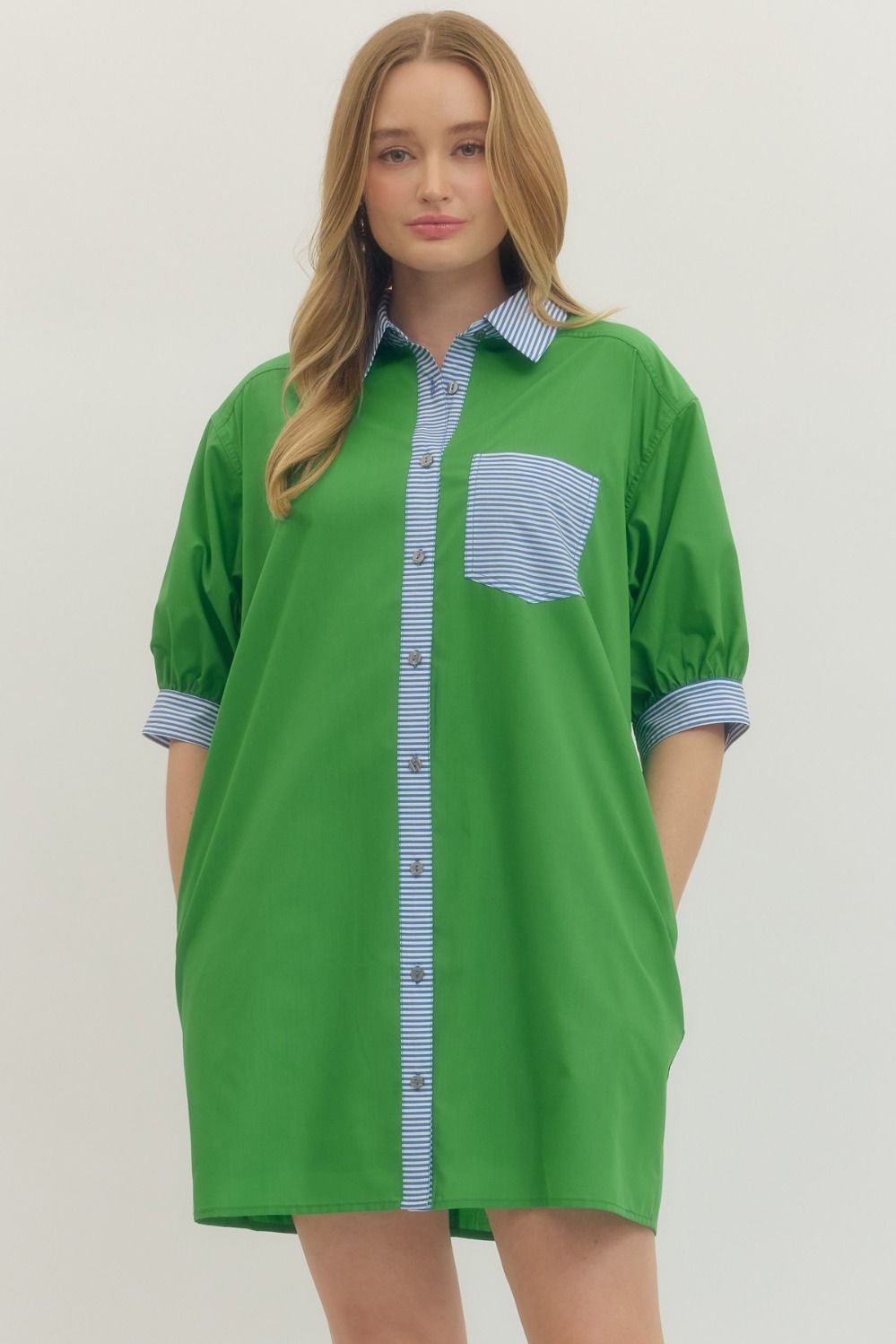 Kelly Green Blue Striped Dress