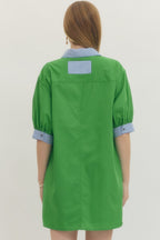 Kelly Green Blue Striped Dress