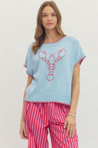 Sleeveless Blue Lobster Top