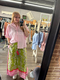 Pink Pinstripe Short Sleeve Button Up