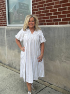 Khaki Striped Midi Dress
