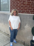 White Twisted Cuff Top