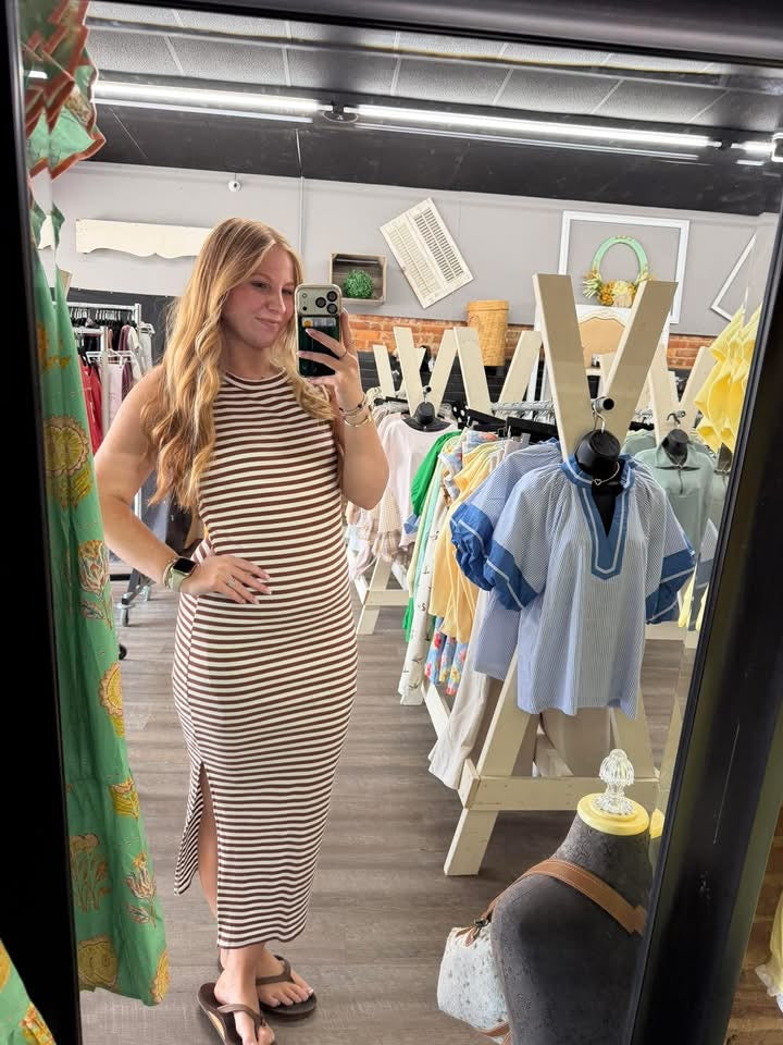 Brick Ribbed Tank Dress