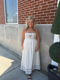 Brown Floral Embroidered Midi