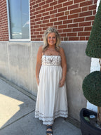 Brown Floral Embroidered Midi
