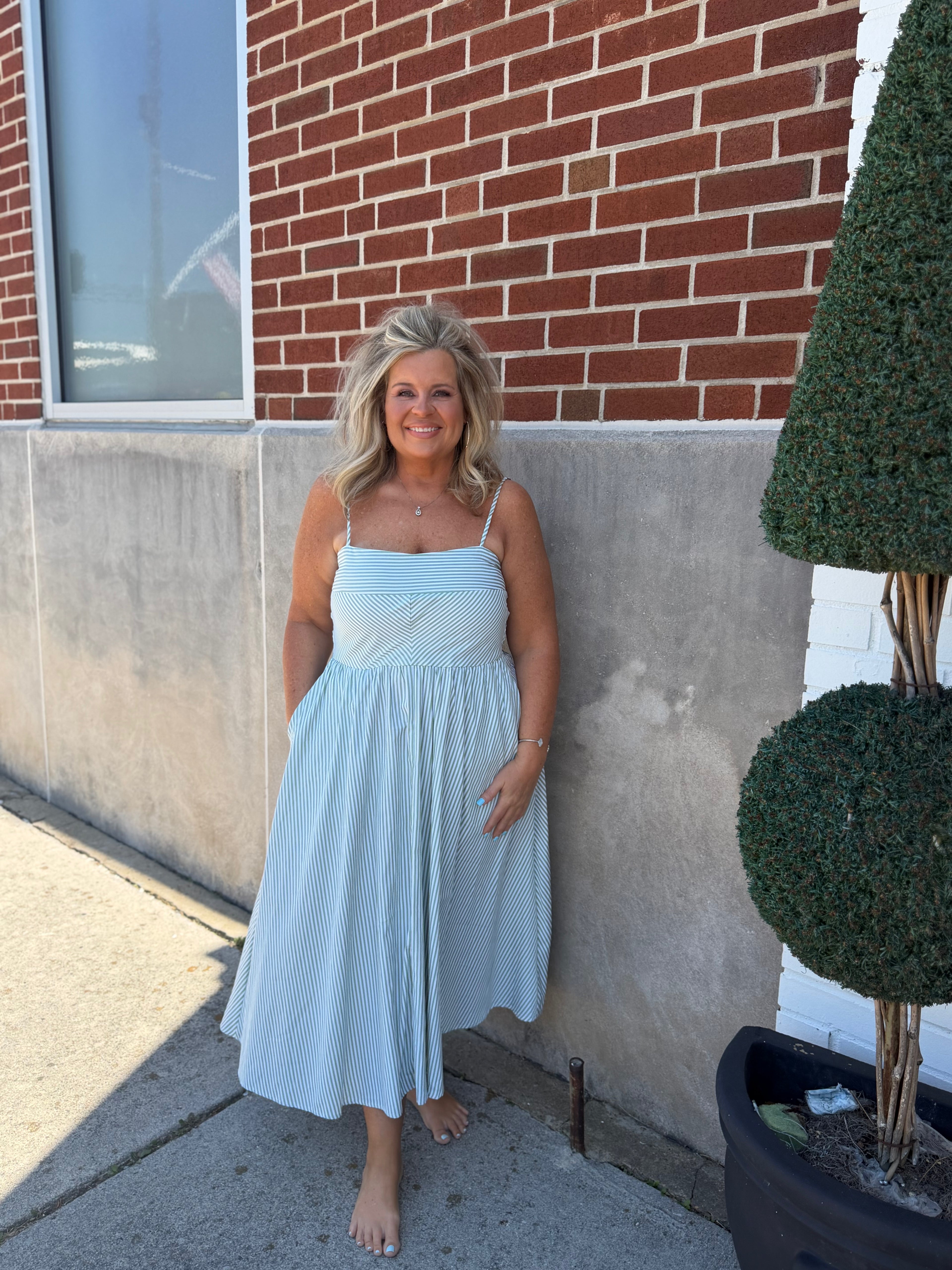 Green Spaghetti Strap Dress