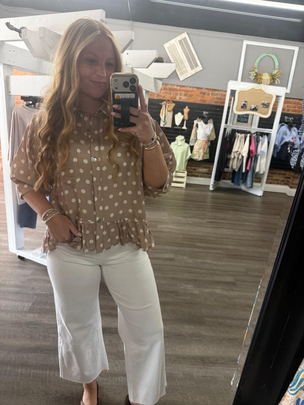 Sand Polka Dot Top