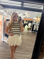 Navy /Tan Multi STRIPE CREWNECK SLEEVELESS KNIT TOP