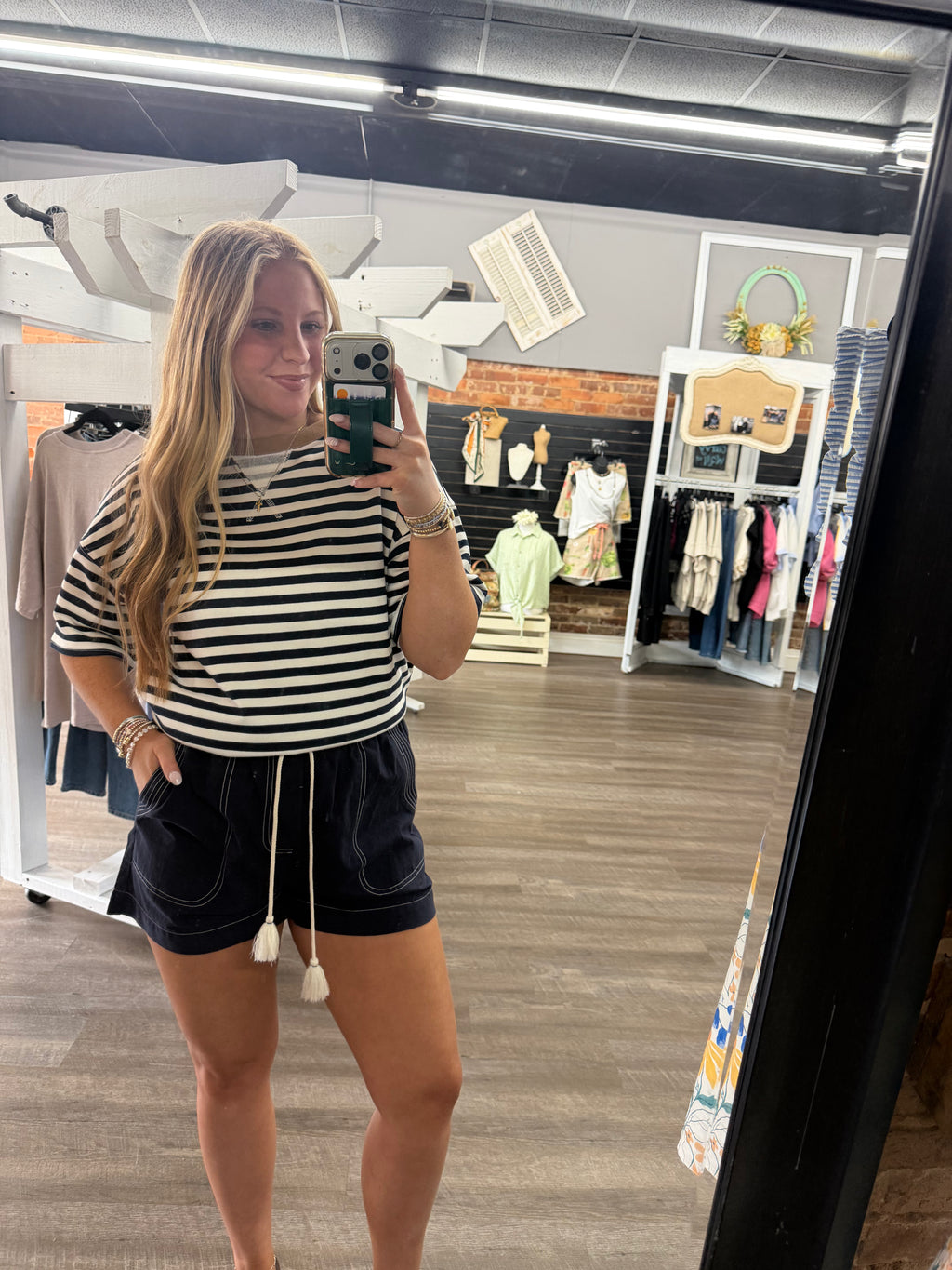 Navy STRIPE COLORBLOCK DETAIL SHORT SLEEVE KNIT T-SHIRT