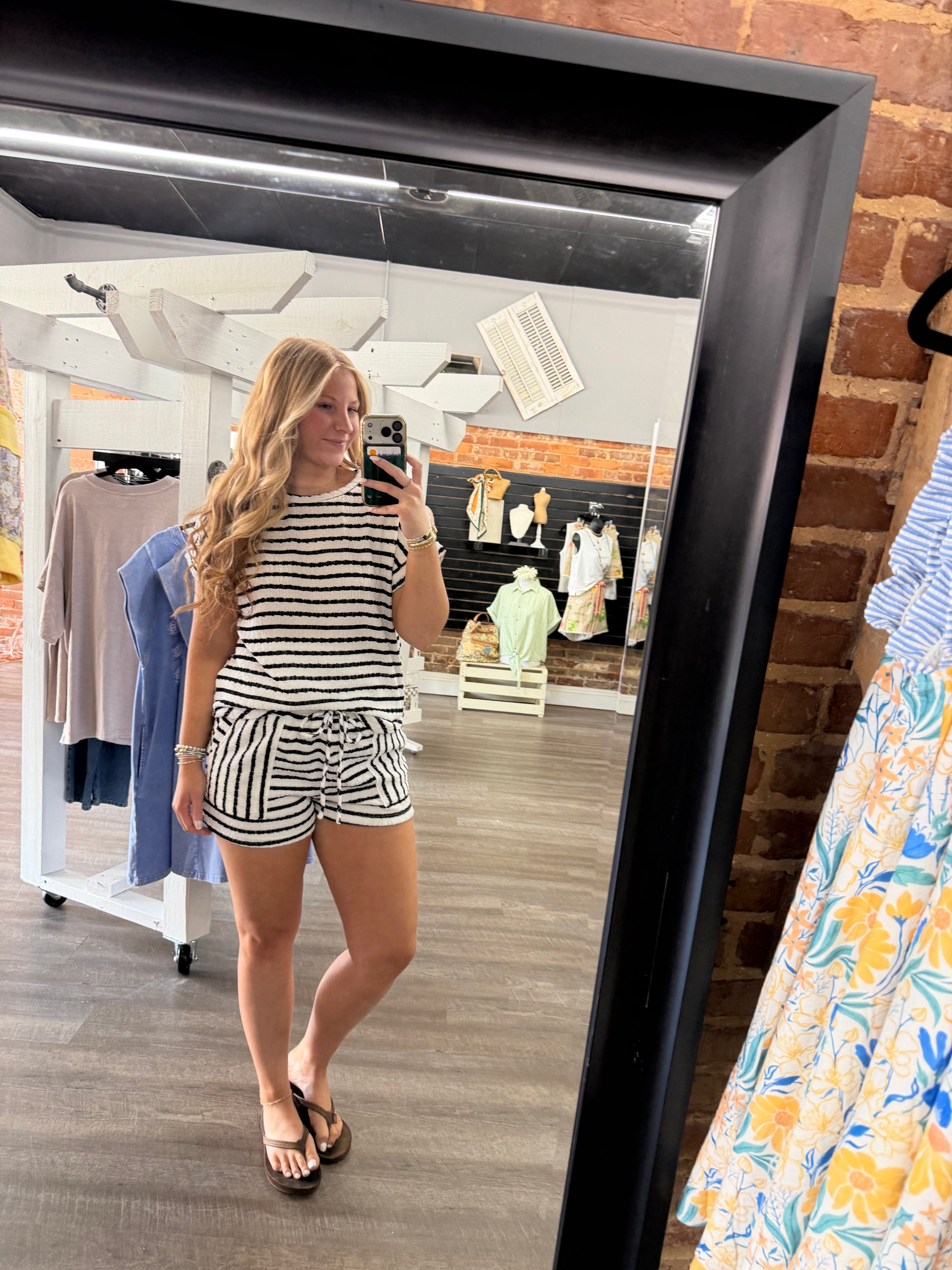 Black Stripe Ribbed Set