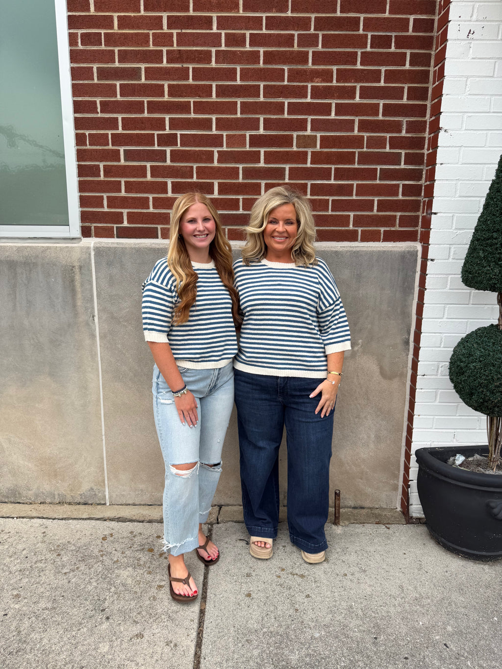 Blue Stripe Knit Sweater