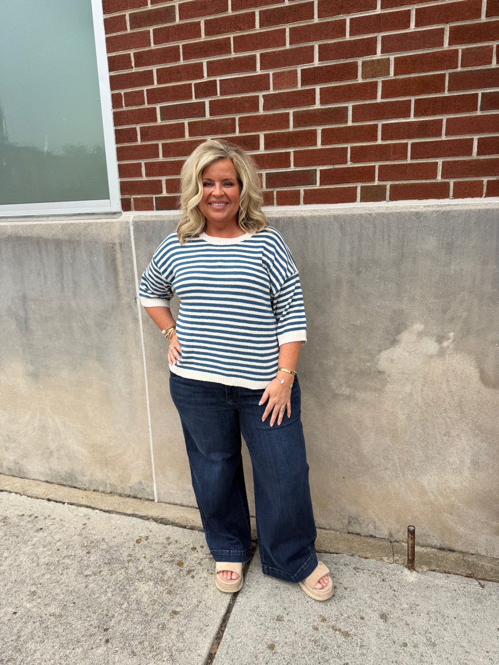 Blue Stripe Knit Sweater