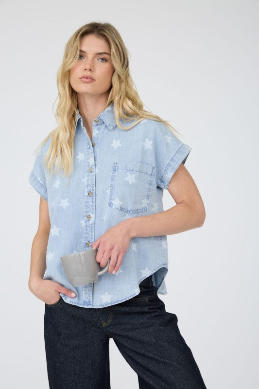 Denim Star Collared Shirt