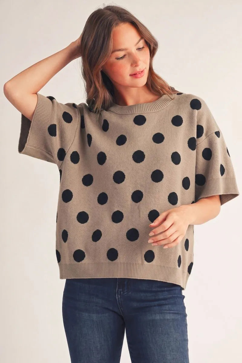 Short Sleeve Polka Dot Sweater