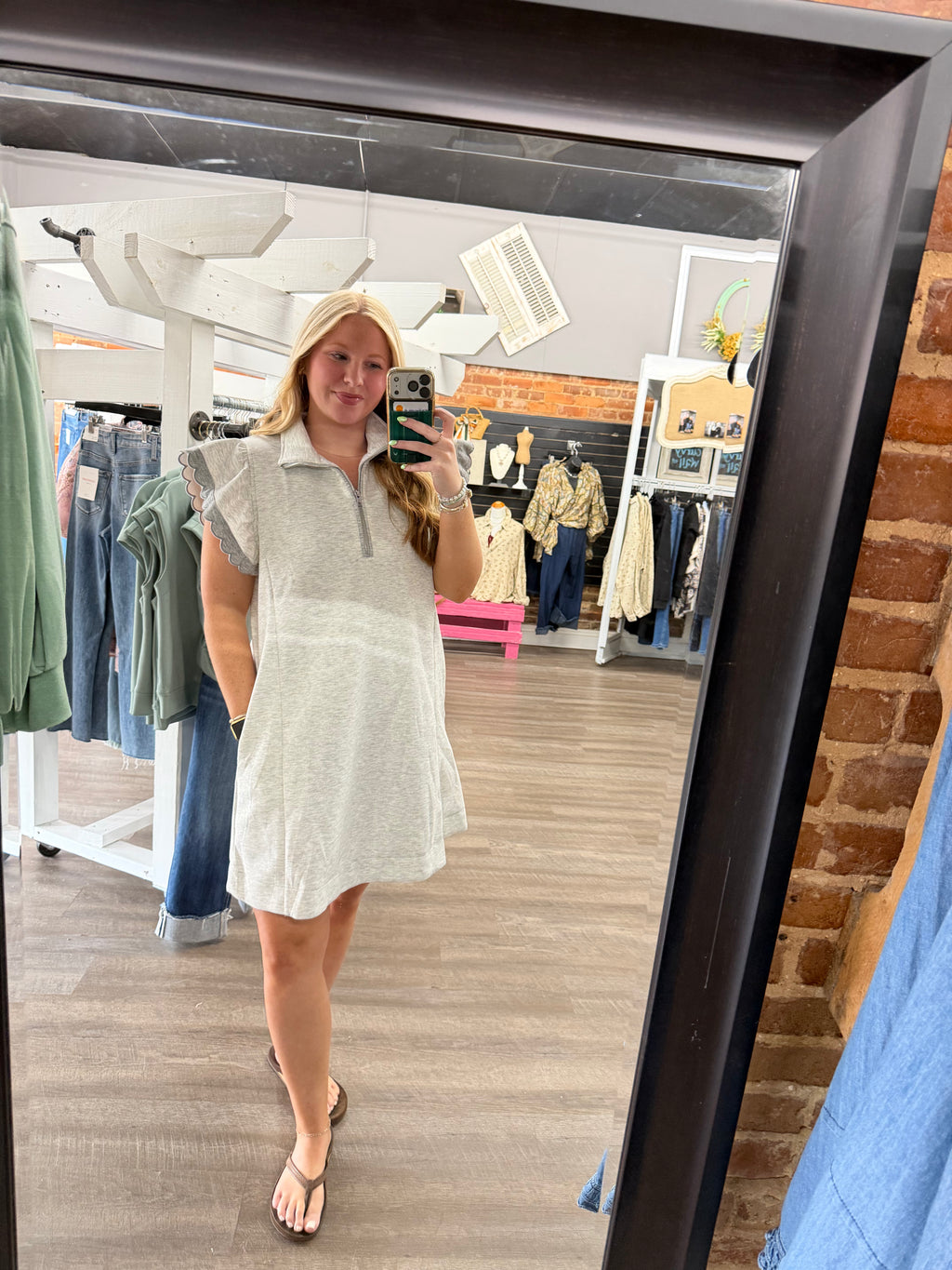 Heather White Flutter Sleeve Dress