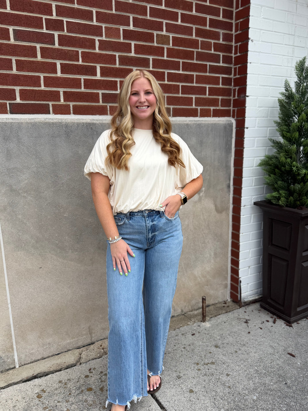 Ivory Bubble Hem Top