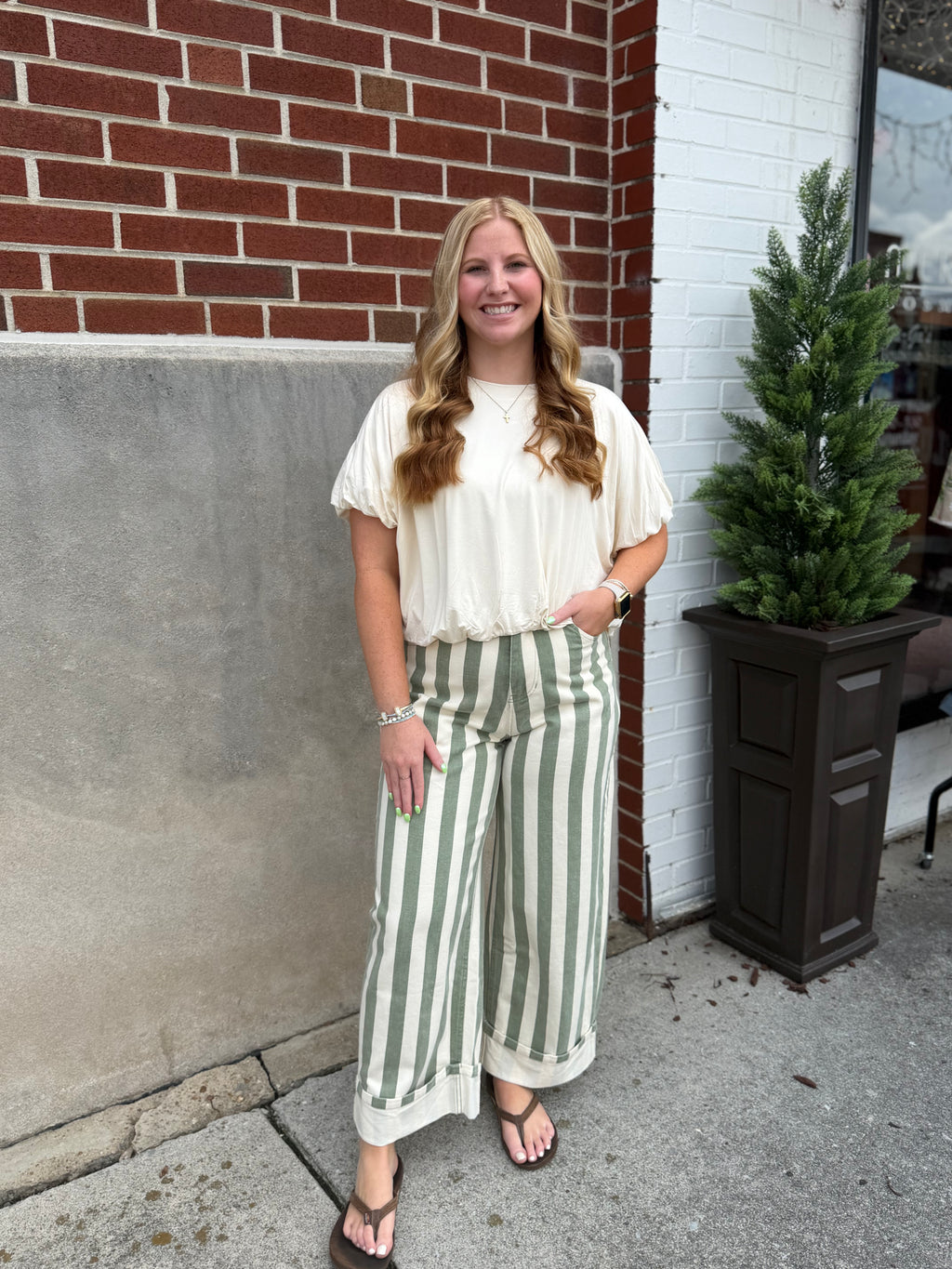 Ivory Bubble Hem Top