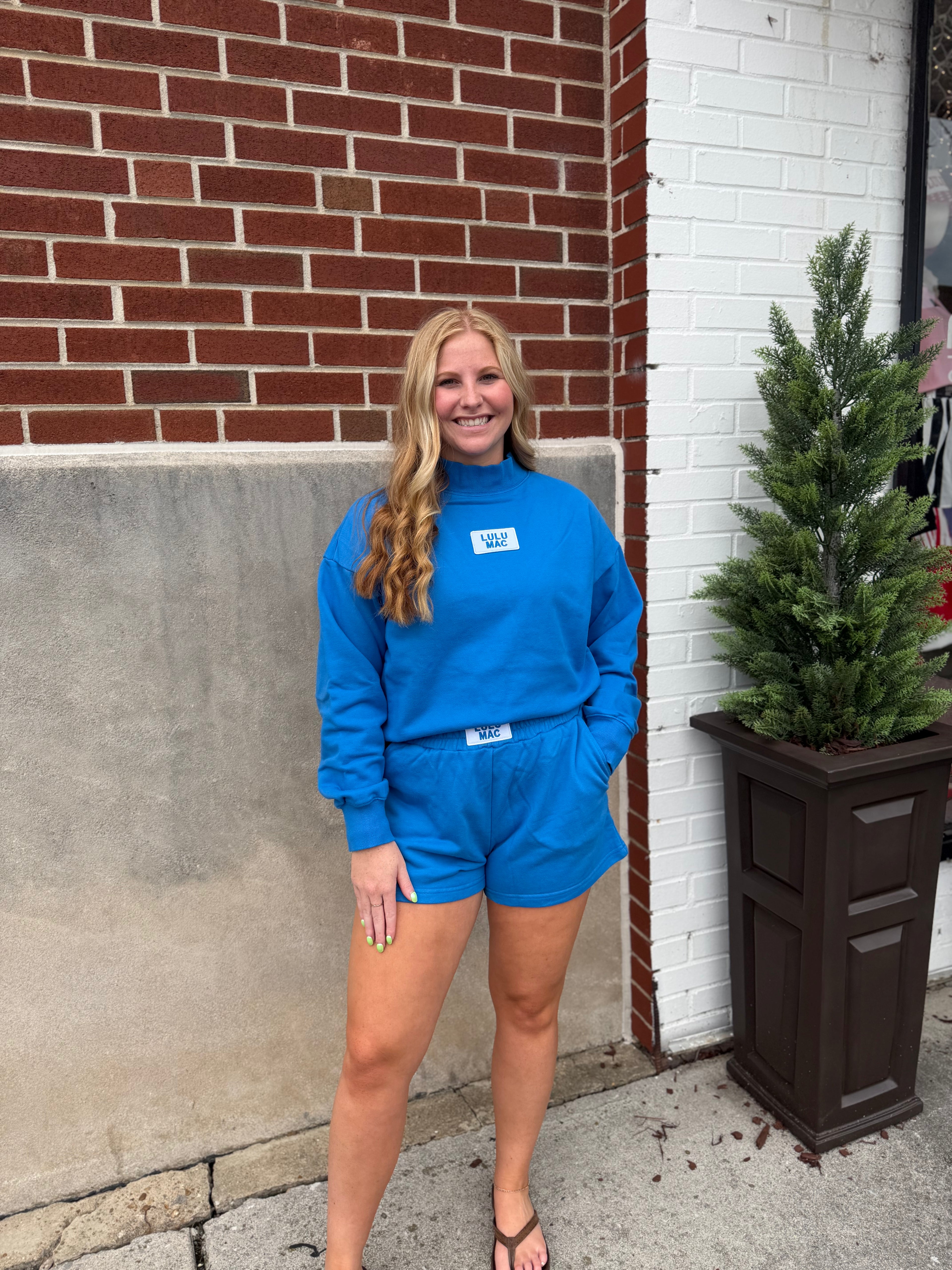 Terry Cloth MockNeck - Bright Blue