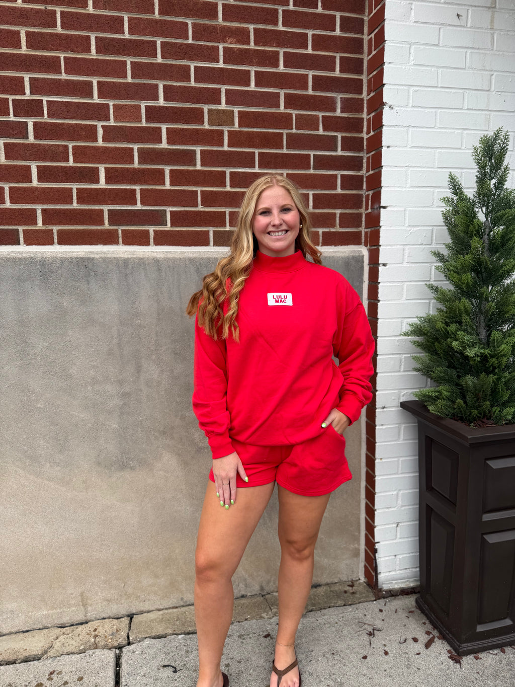 Terry Cloth MockNeck - Bright Red
