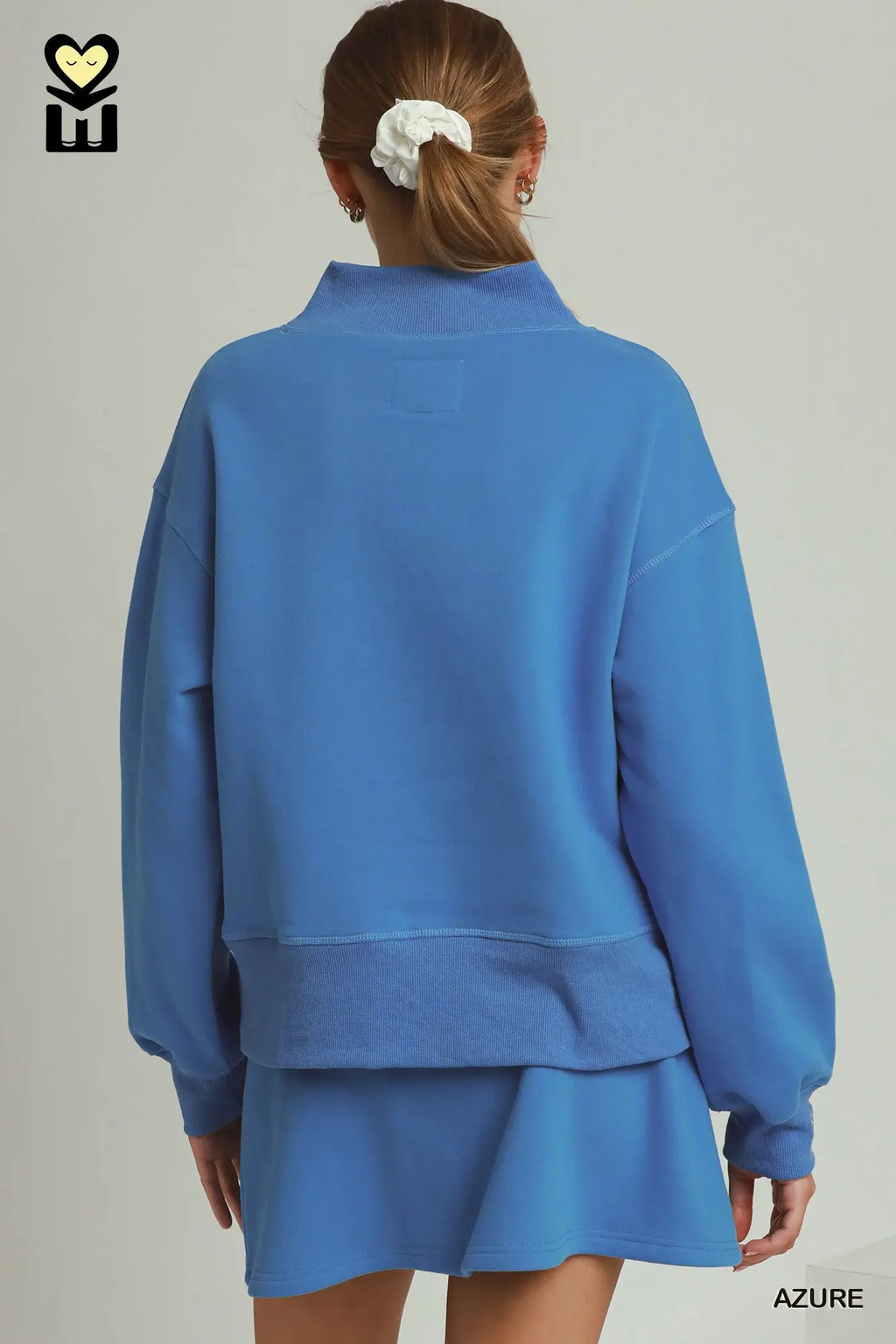 Blue MockNeck Skirt Set