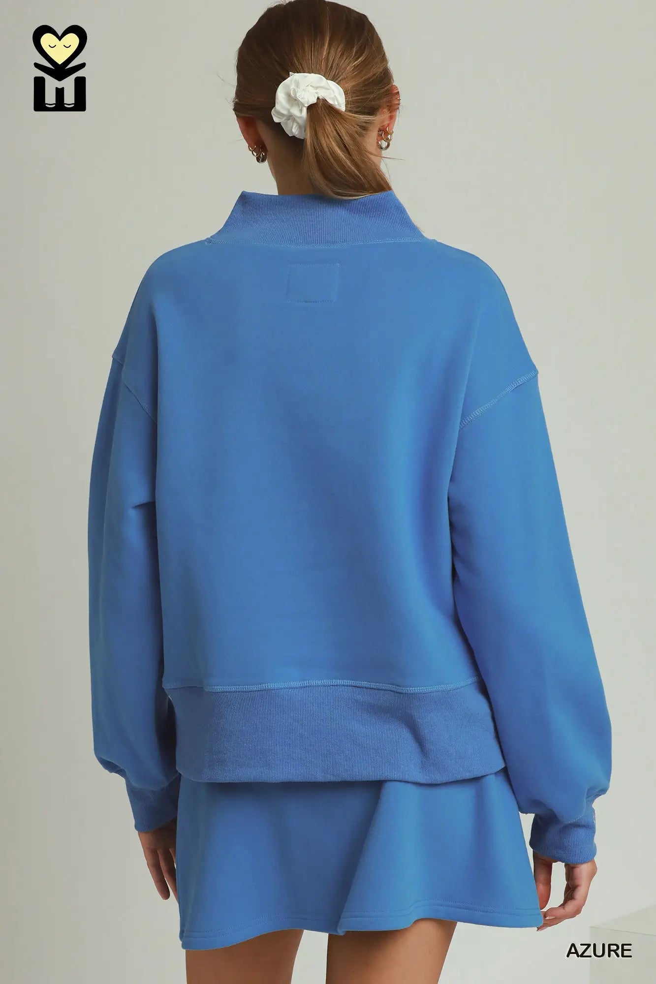 Blue MockNeck Skirt Set