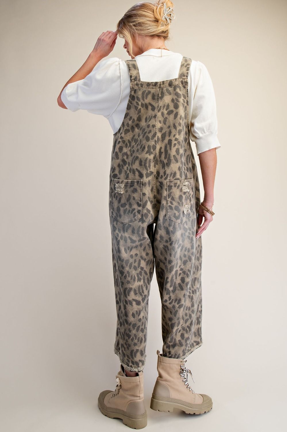 Leopard Print Denim Overalls