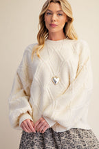 Cream Textured Knit Sweater