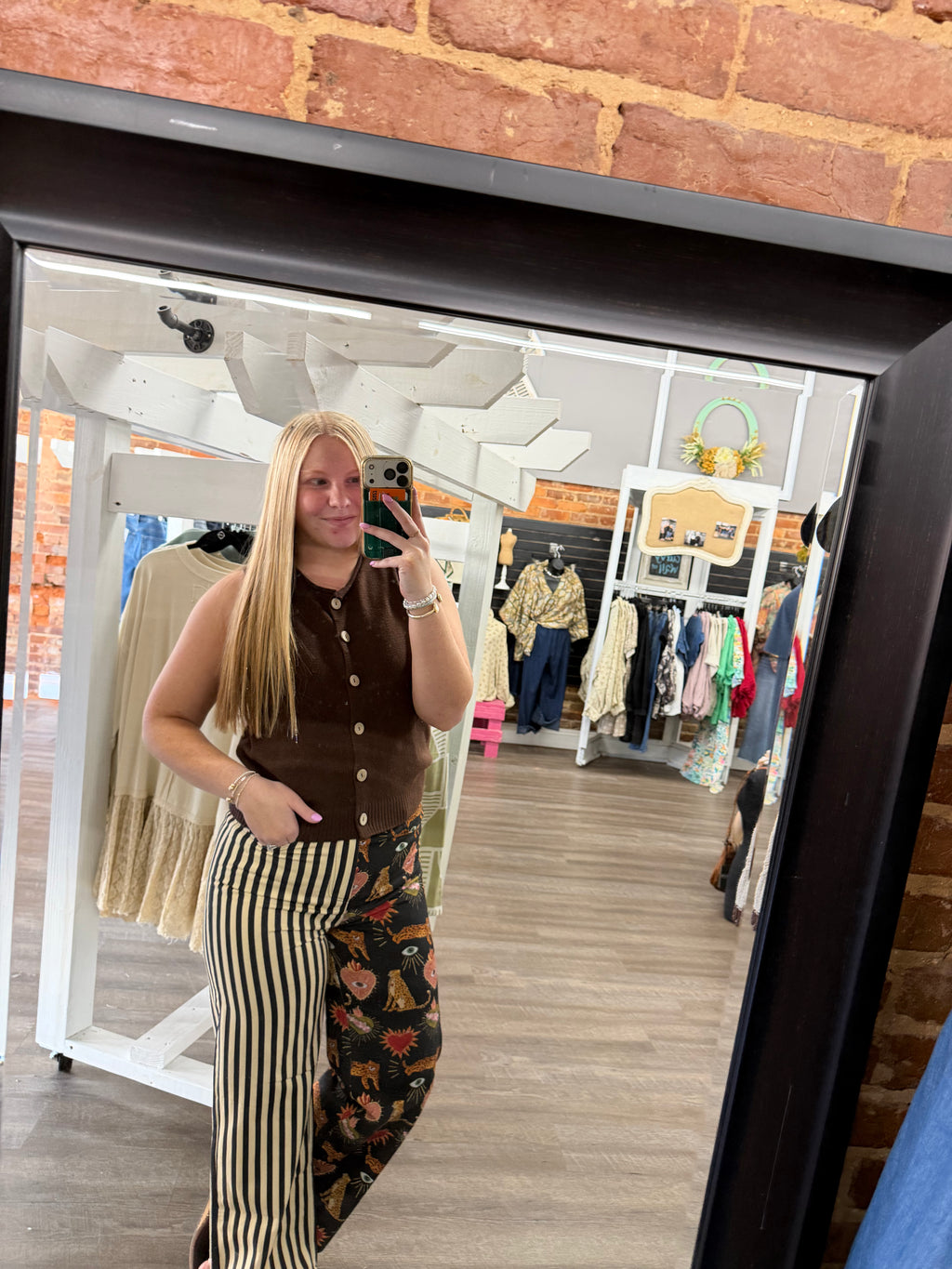 Mixed Graphic Wide Leg Pants