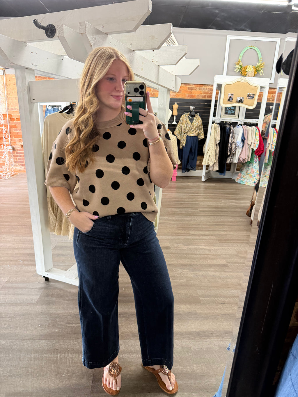Short Sleeve Polka Dot Sweater