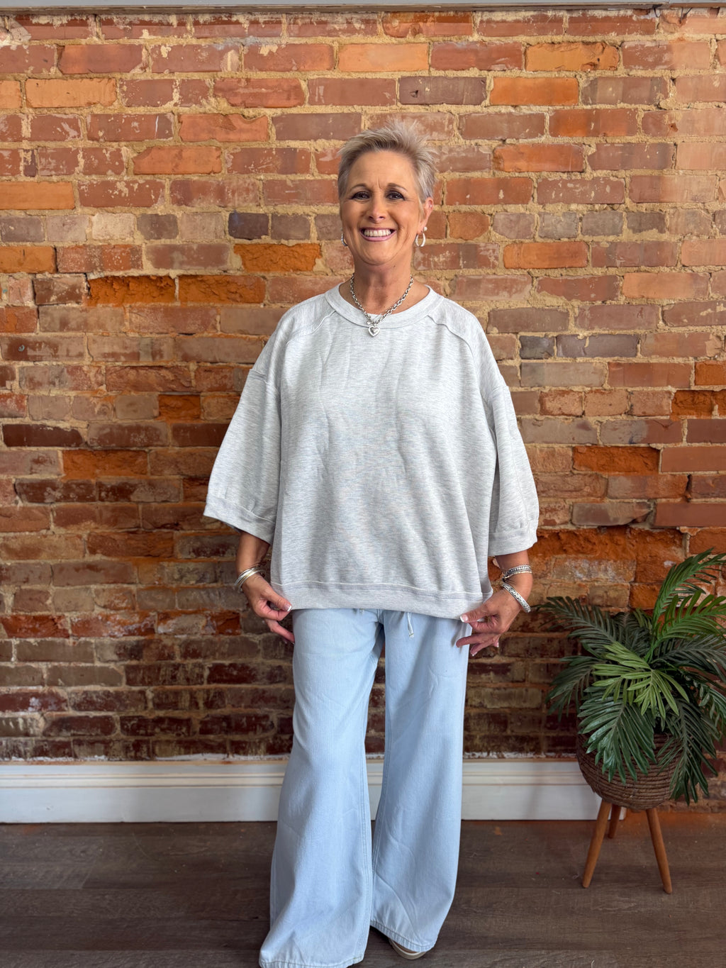 Light Gray Exposed Seam Sweatshirt