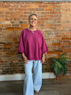 Raspberry Exposed Seam Sweatshirt