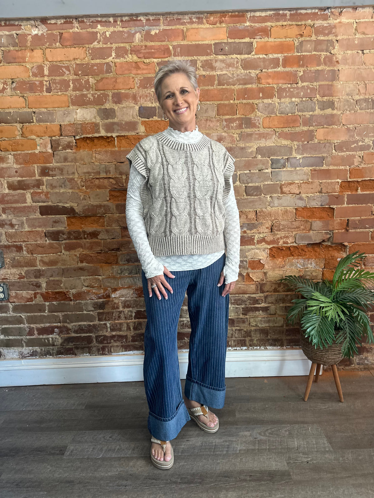 Mocha Cable Knit Vest
