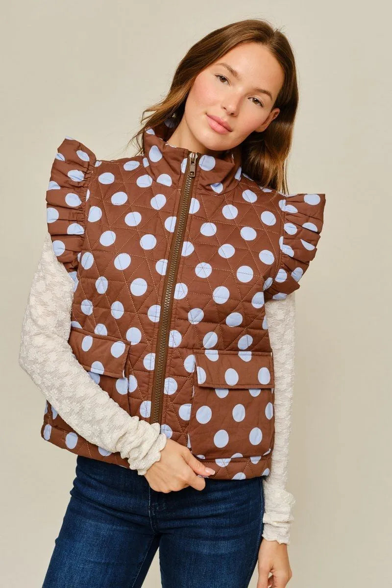 Cocoa Baby Blue Dot Ruffle Vest