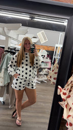 Heather Gray/Black Polka Dot Short Set