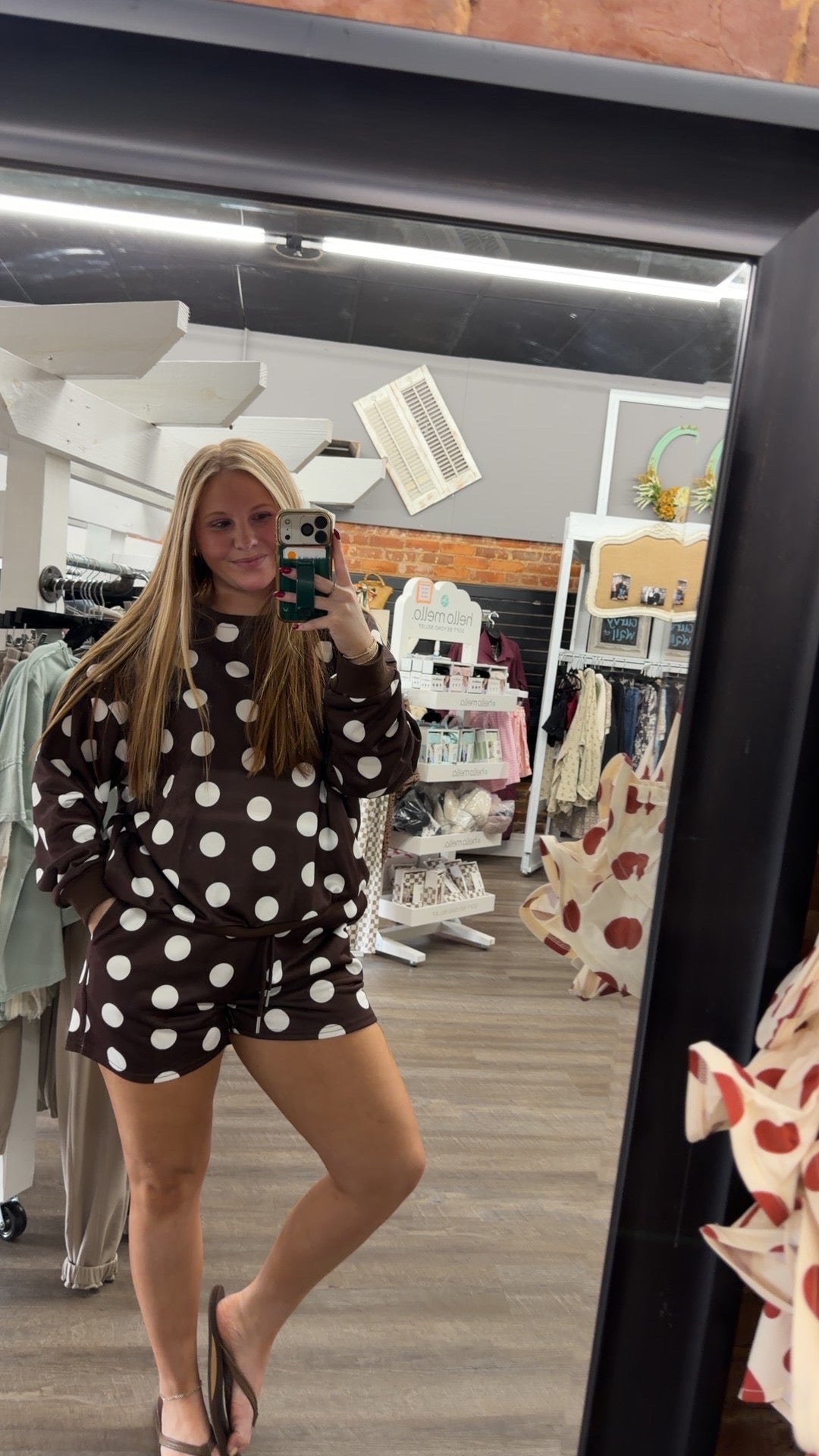 Brown Polka Dot Short Set