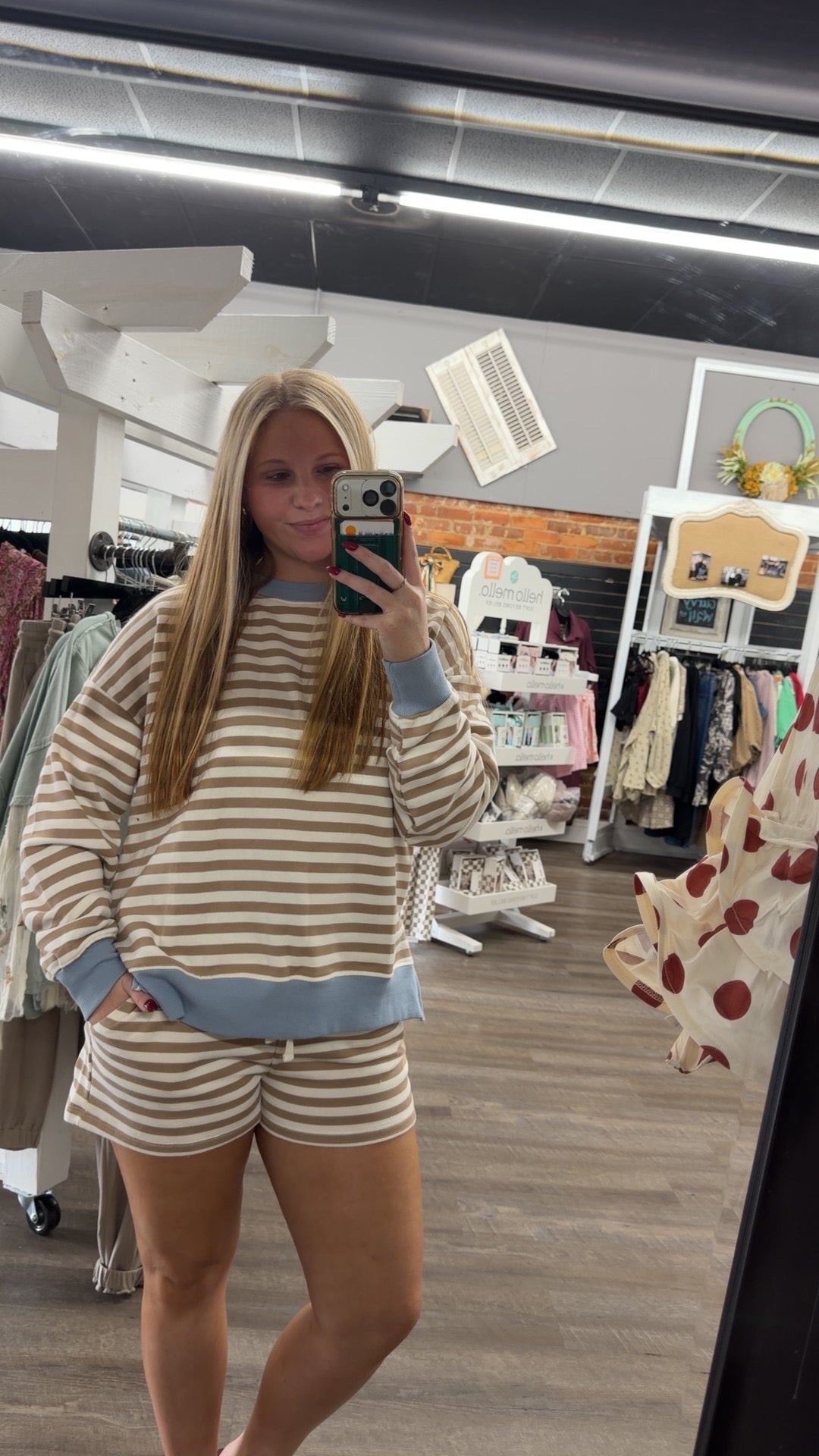 Khaki Multi Striped Short Set
