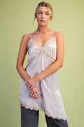 Satin Lace Hem Champagne Slip Dress