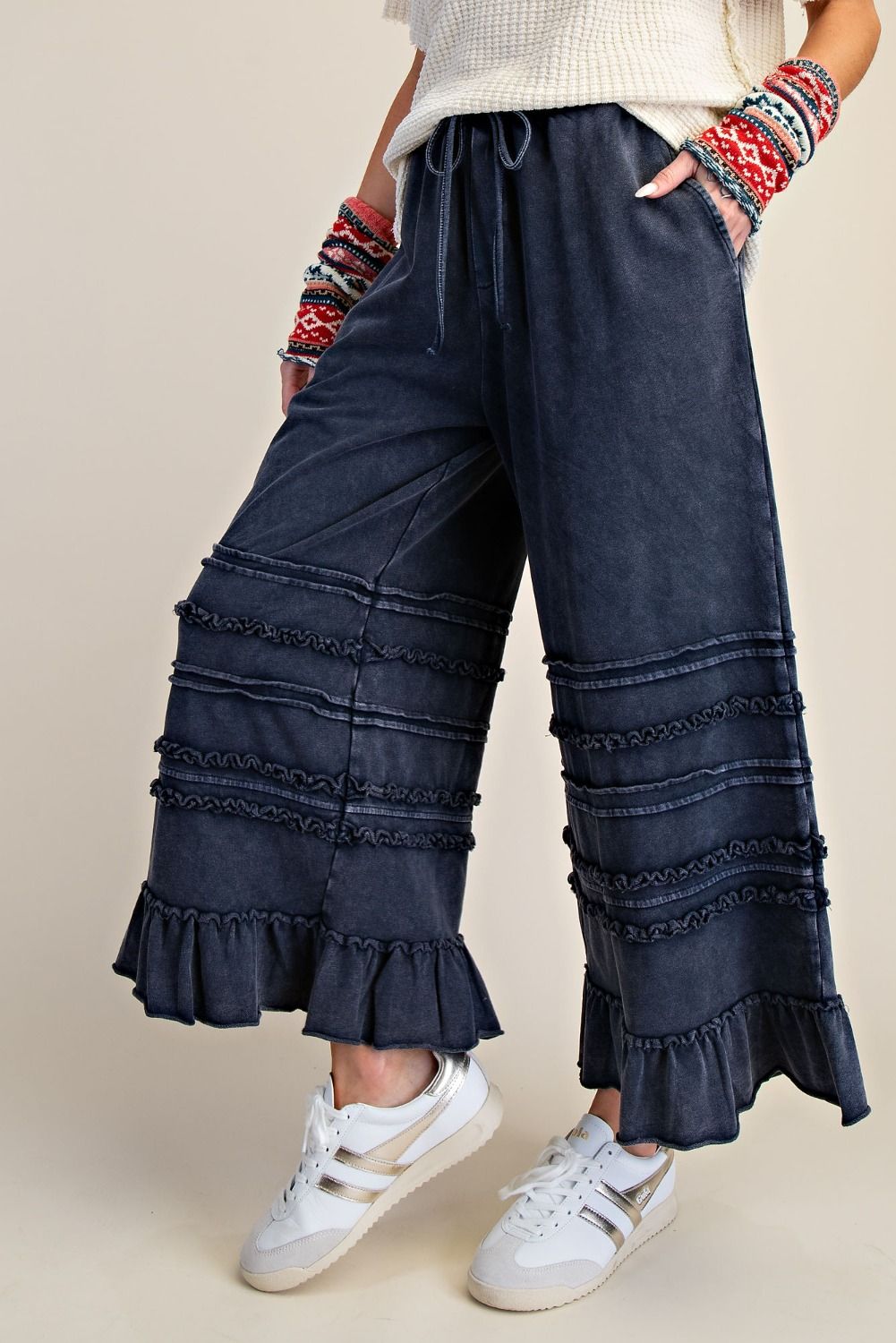 Midnight Tiered Ruffled Wide Leg Pants