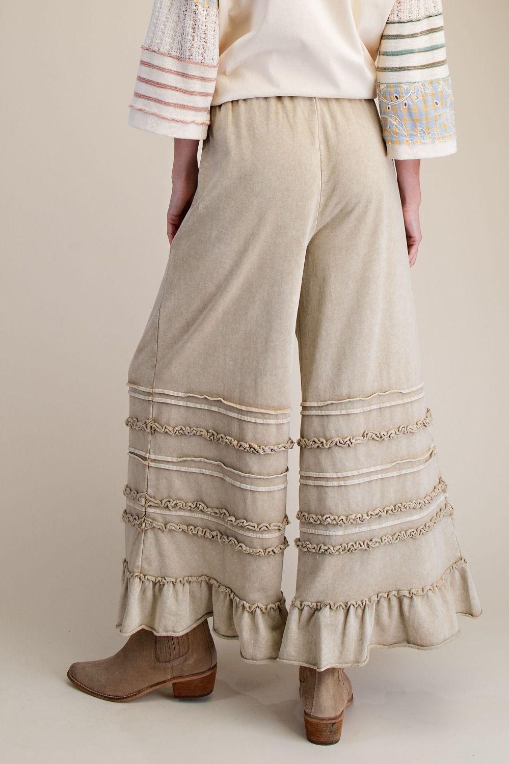 Latte Tiered Ruffled Wide Leg Pants
