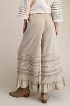 Latte Tiered Ruffled Wide Leg Pants