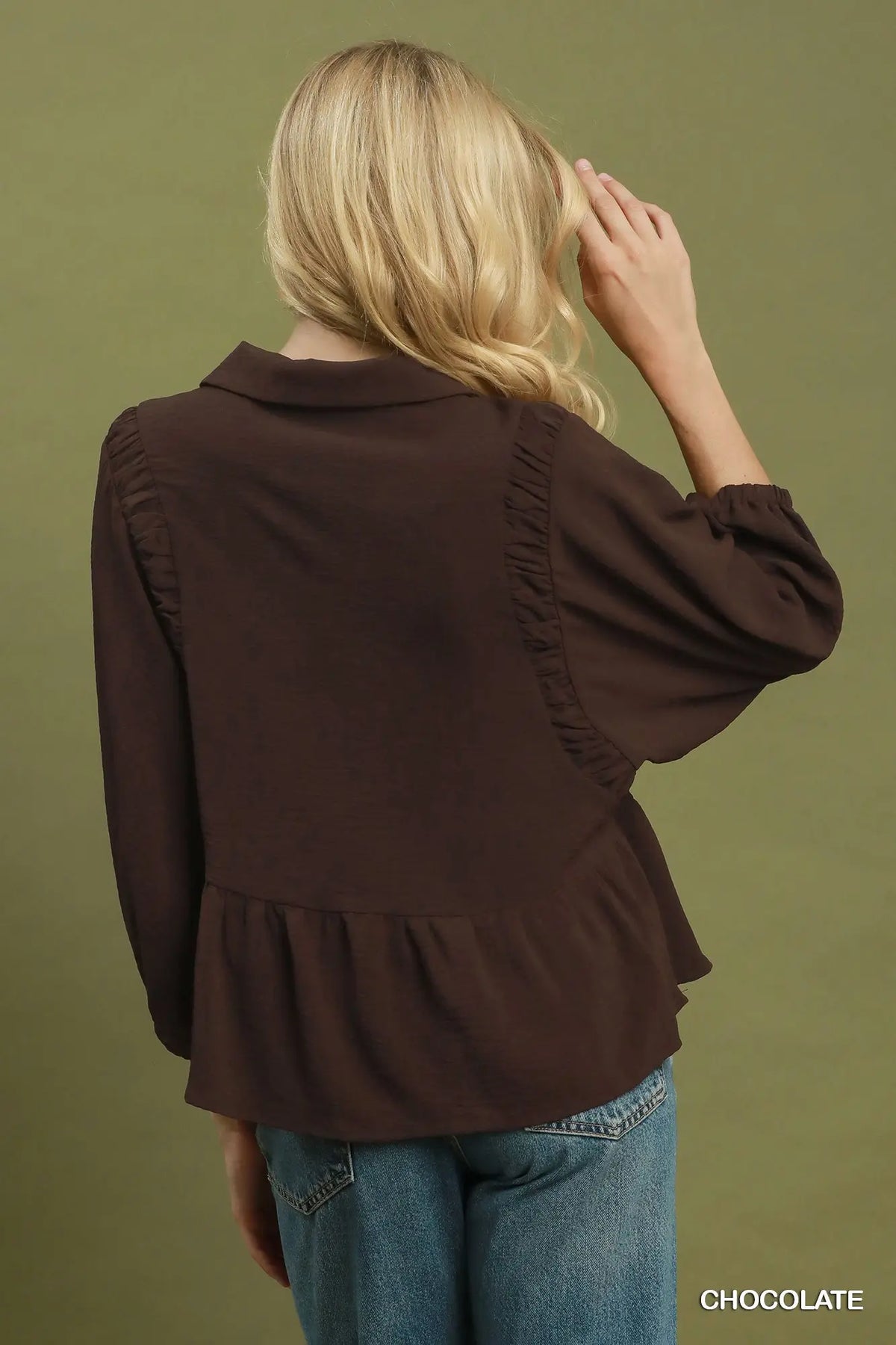 Chocolate Peplum Blouse
