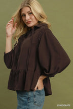 Chocolate Peplum Blouse