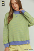 LT. Blue / Yellow Reversible Stripe & Dot MockNeck