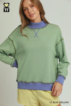 LT. Blue / Yellow Reversible Stripe & Dot MockNeck