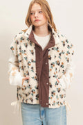 Floral Sherpa Vest With Corduroy