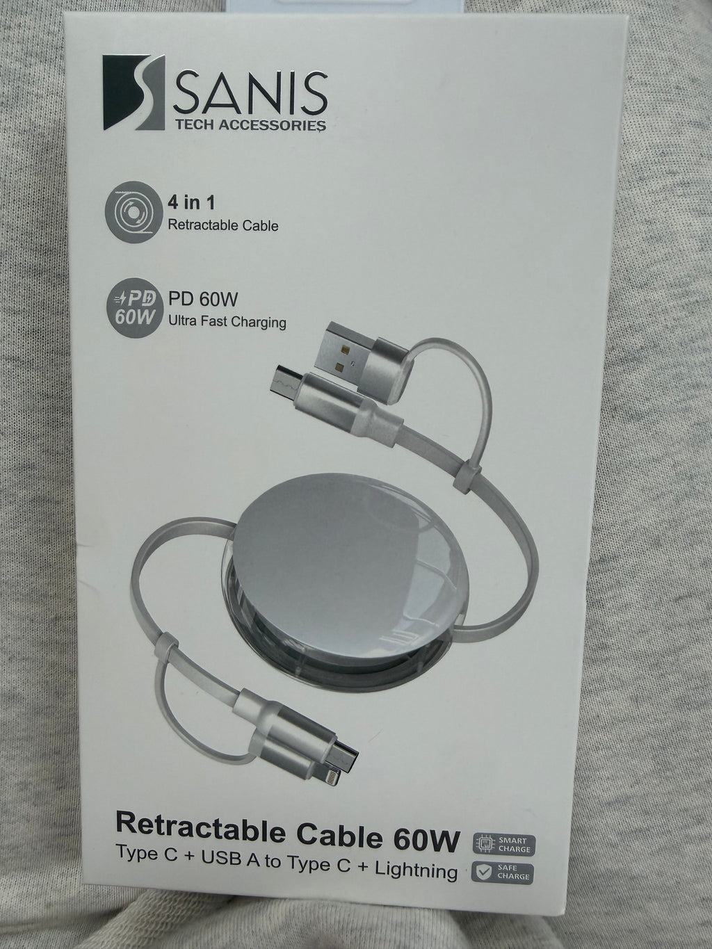 Retractable Cable (Type C+USB A To Type C+Lighting)