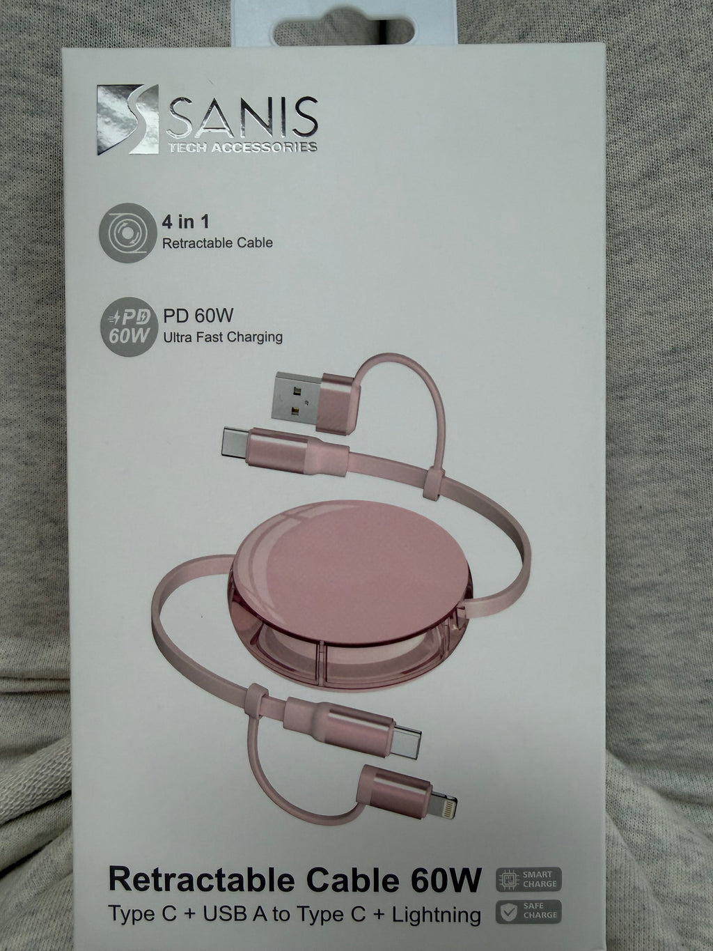 Retractable Cable (Type C+USB A To Type C+Lighting)